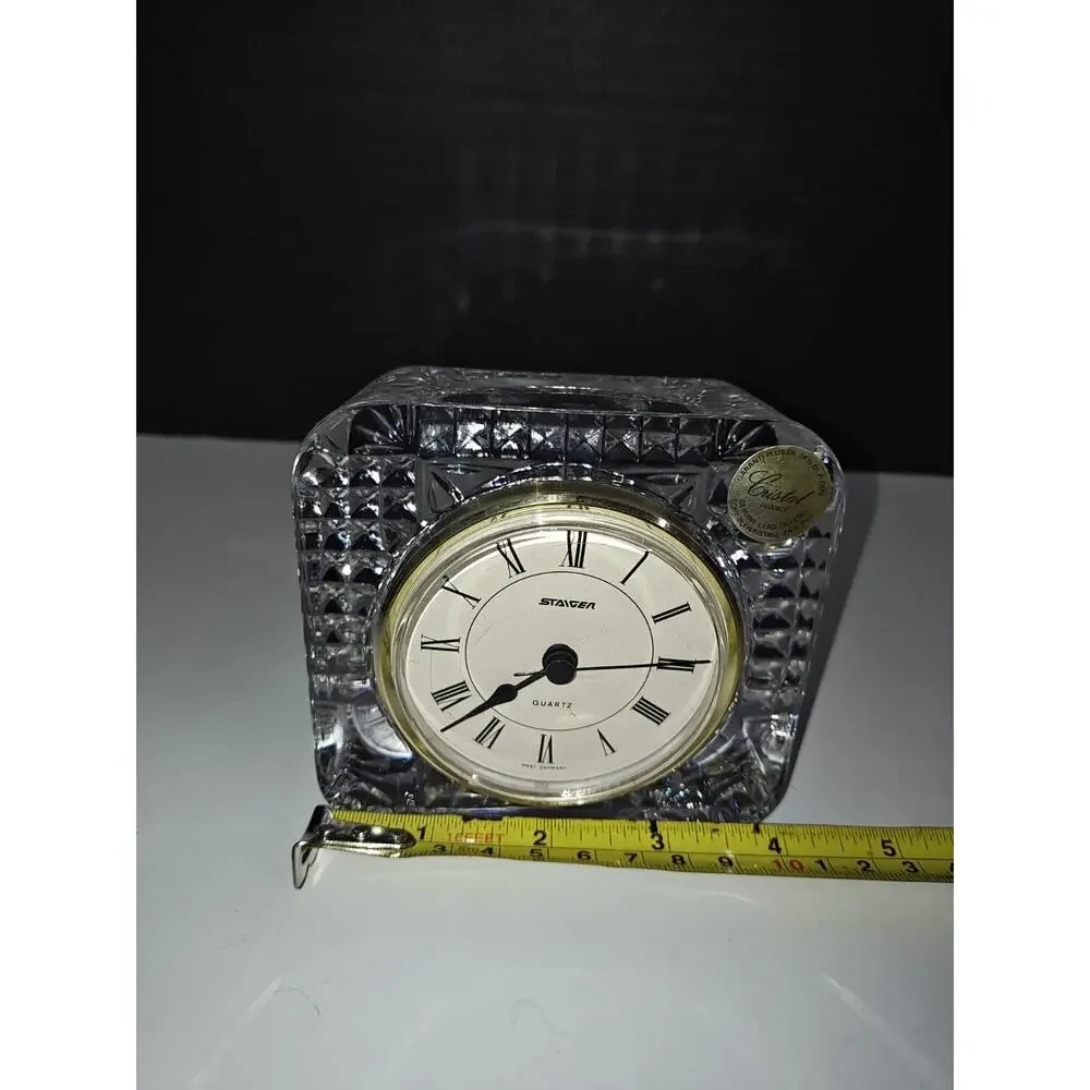 STAIGER Vintage West Germany Quartz France Lead Crystal Mantel Desk Clock 24%PbO